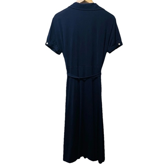 Ralph Lauren LRL Women’s XL Navy Shirt Dress Belted Button Front Midi - Picture 4 of 6
